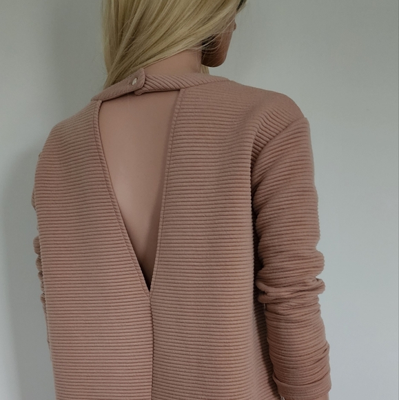 ASOS DRESS BEIGE RIBBED THICK SHIFT DRESS SZ.4 - Picture 7 of 9